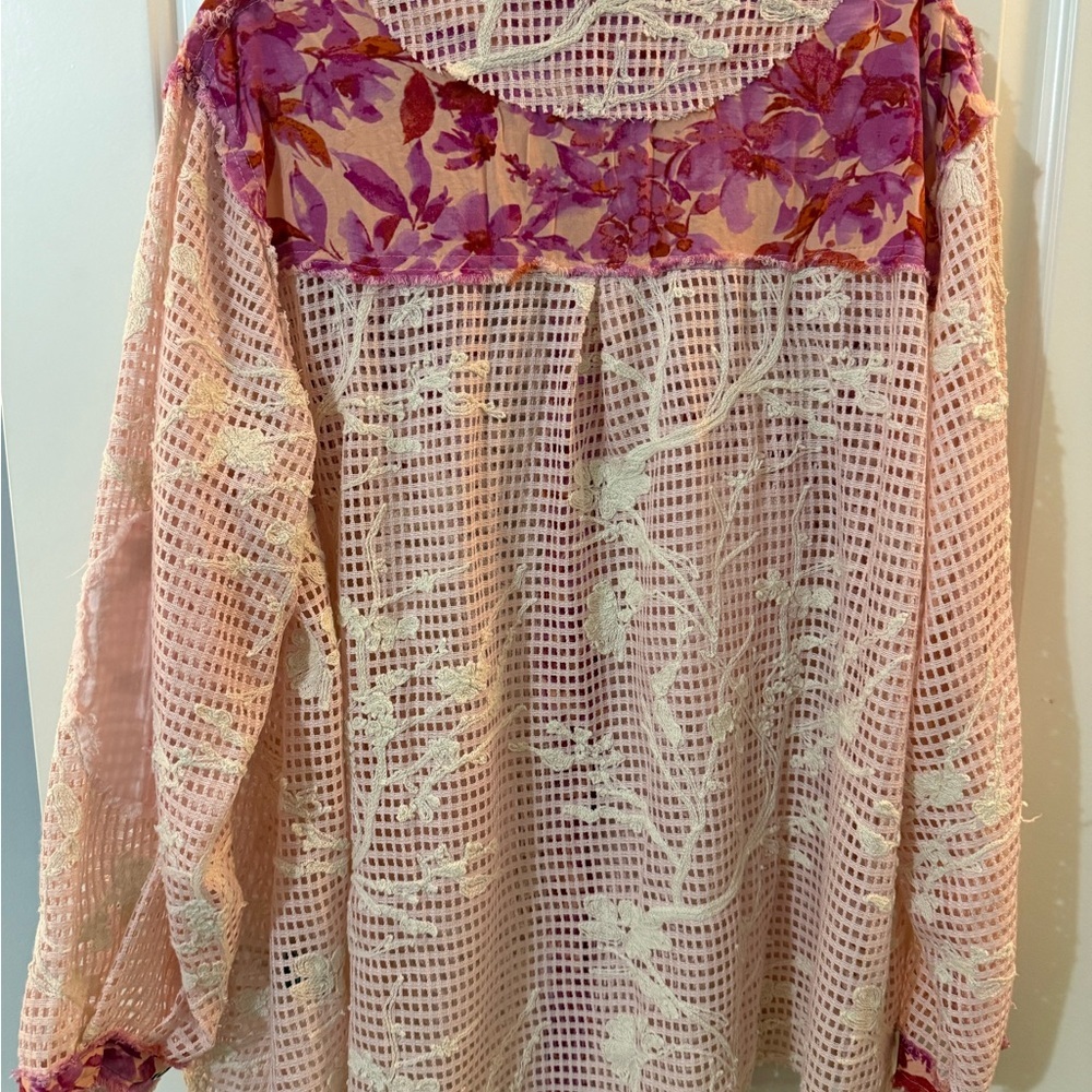 POL Boxy Pink and Purple Notched Collar Top - Picture 3 of 7